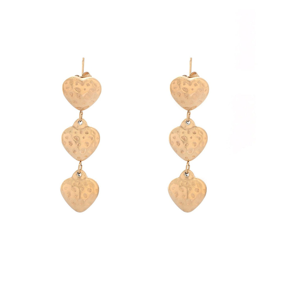 Boucles d'oreilles Esmée acier suspendu cœurs