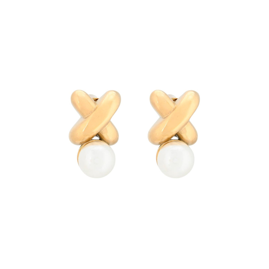 Boucles d'oreilles Esmée X en acier avec perle