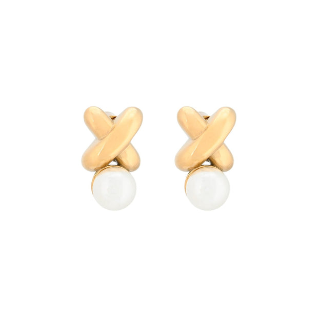 Boucles d'oreilles Esmée X en acier avec perle