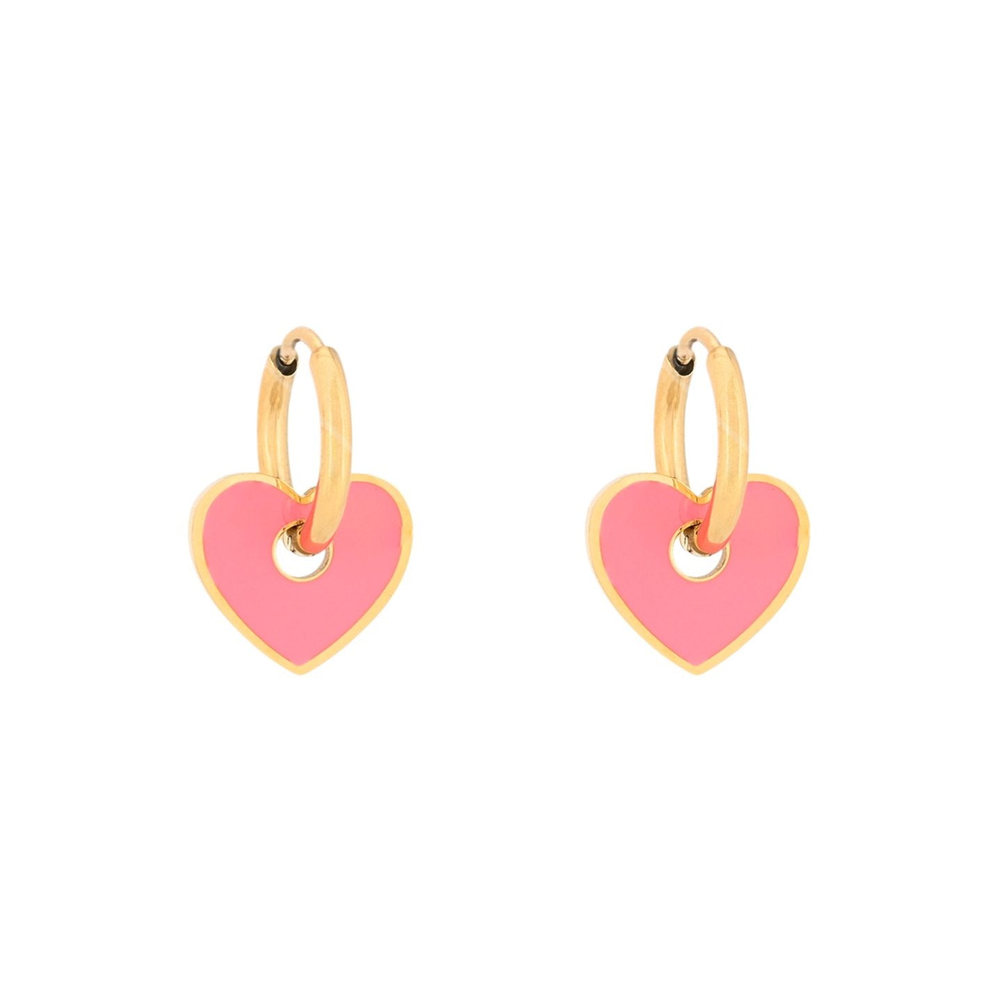 Anneaux Esmée en acier cœur rose