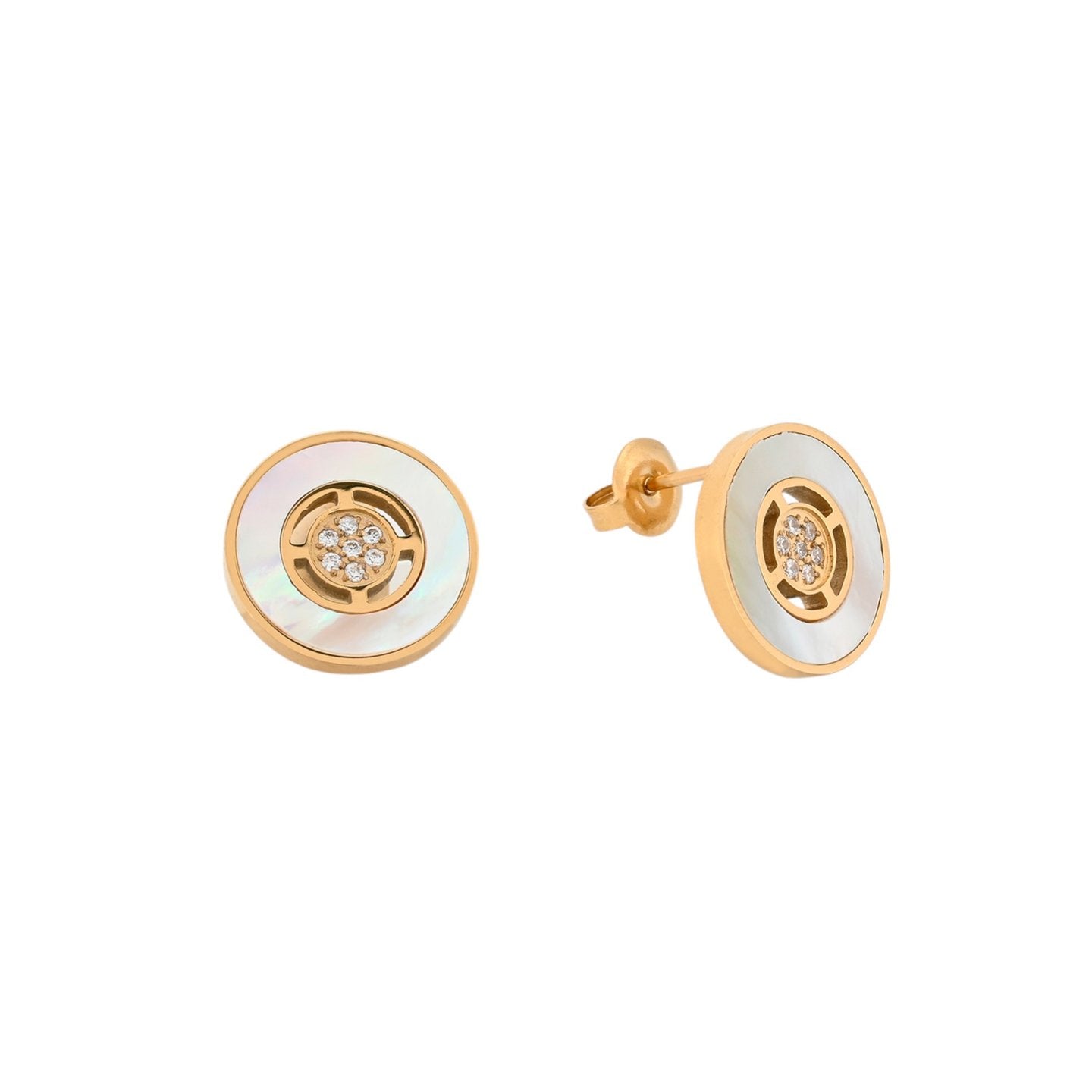 Boucles d'oreilles Esmée en acier nacre et zircones