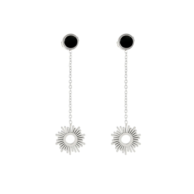 Boucles d'oreilles Alba en acier soleil avec pendentif