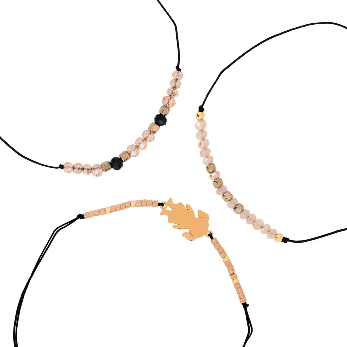 Ensemble de trois bracelets en acier beige Alba