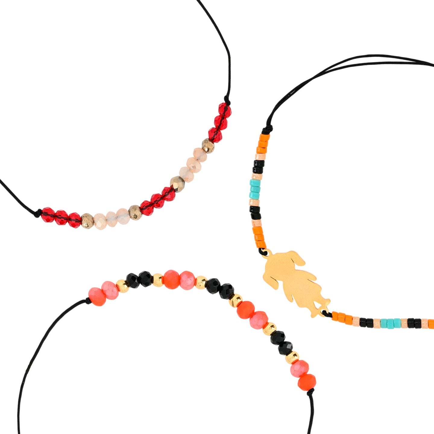 Ensemble de trois bracelets en acier orange Alba