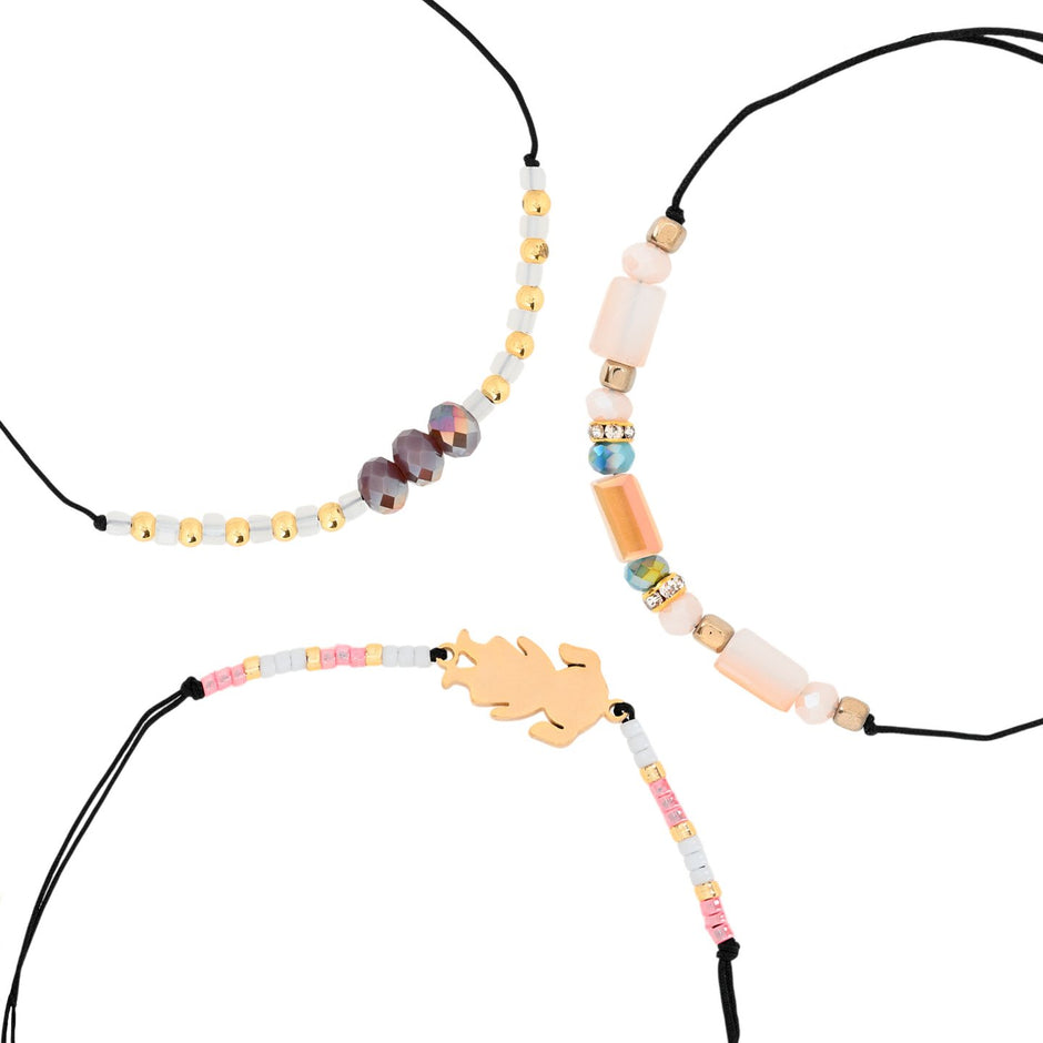 Ensemble de trois bracelets en acier rose Alba
