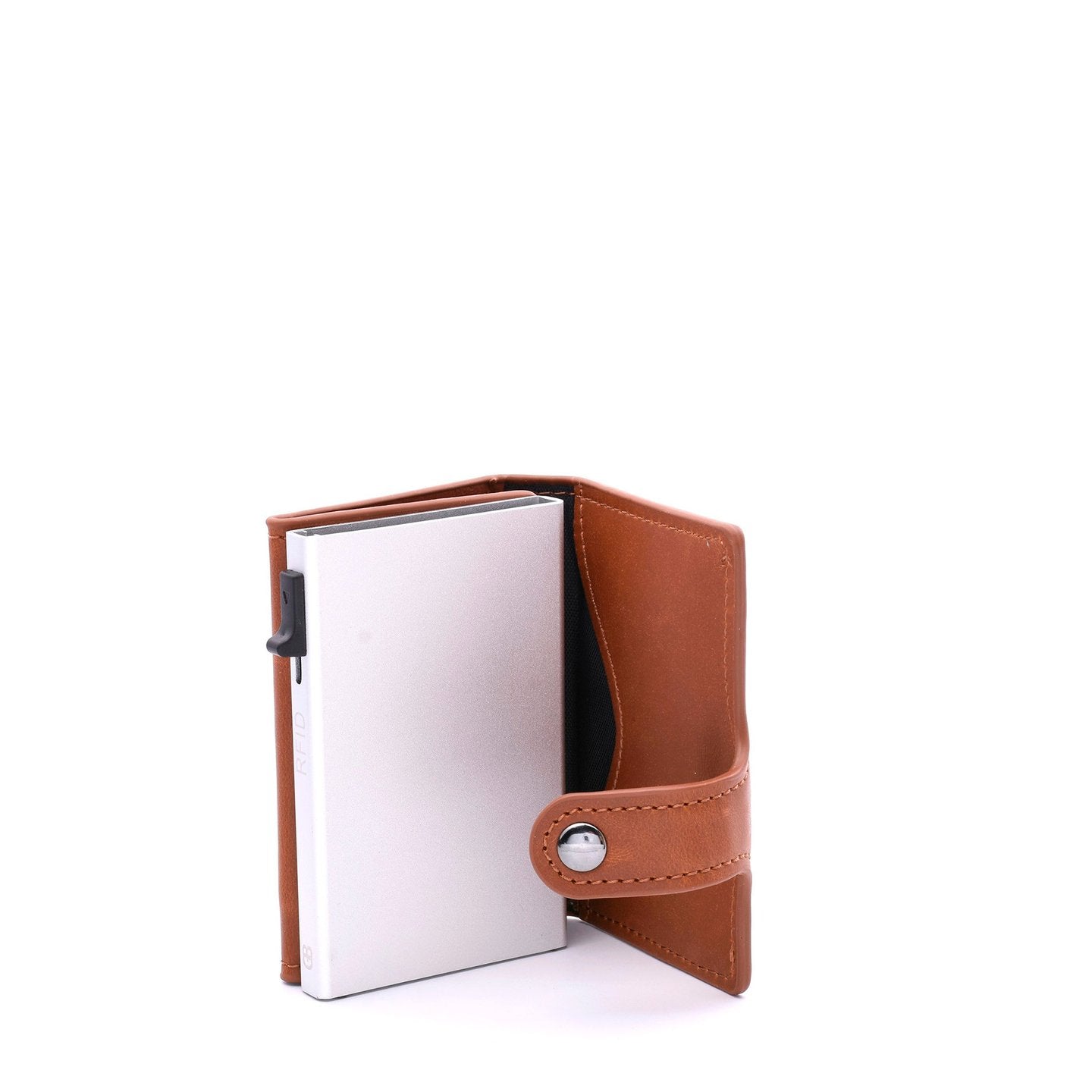 Porte-cartes uni avec fermeture à bouton