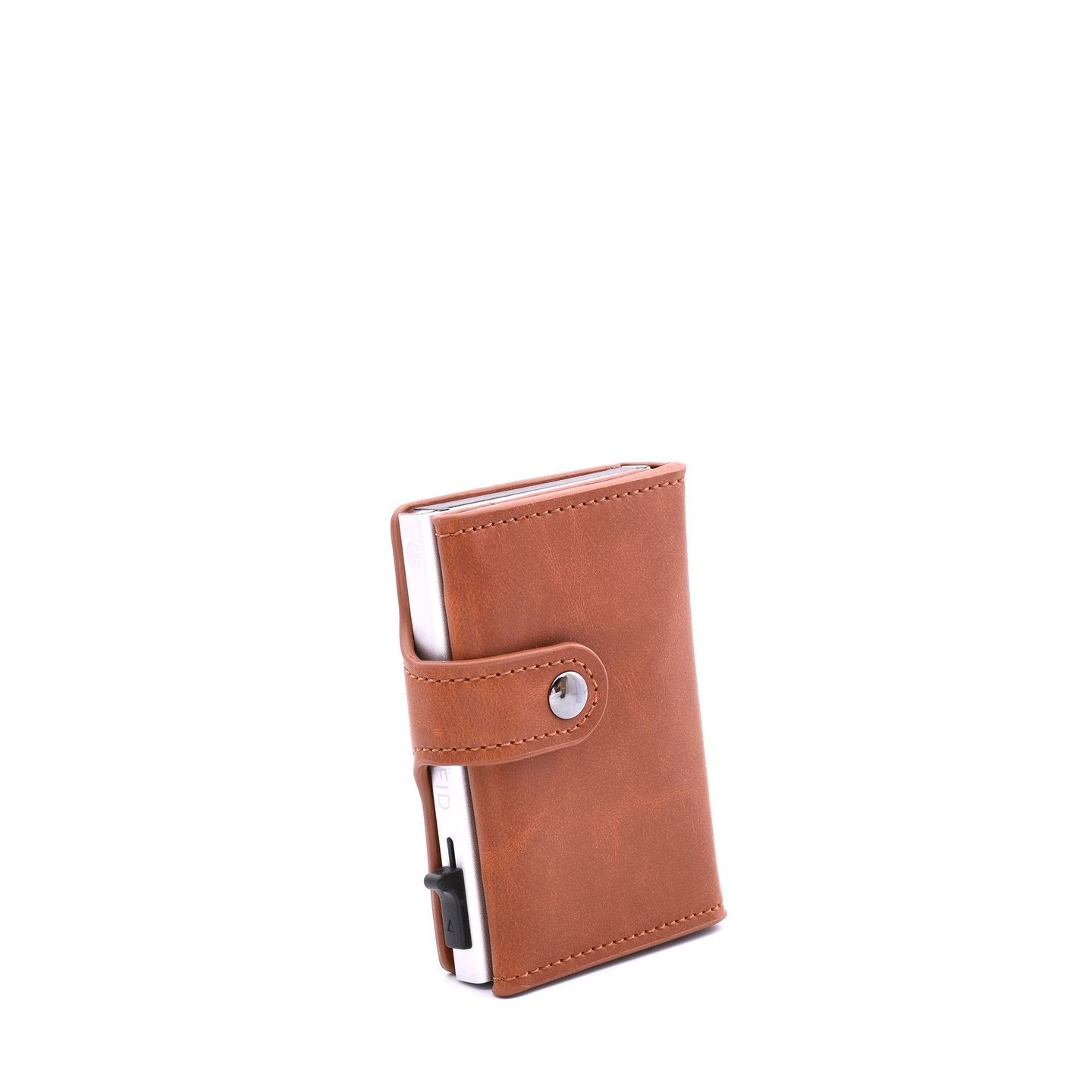 Porte-cartes uni avec fermeture à bouton