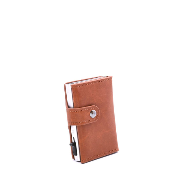 Porte-cartes uni avec fermeture à bouton