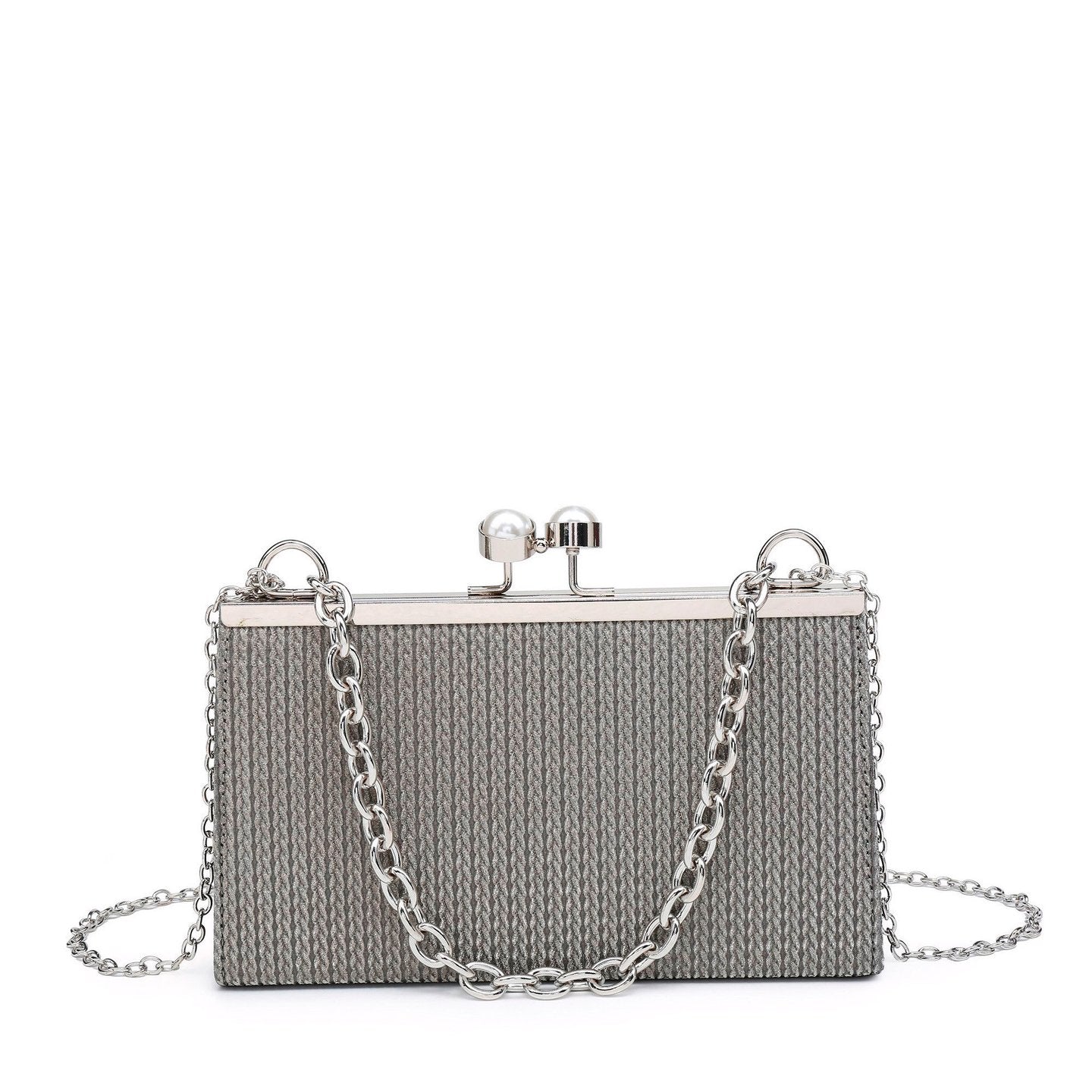 Sac de fête avec anse chaîne et perles sur le fermoir