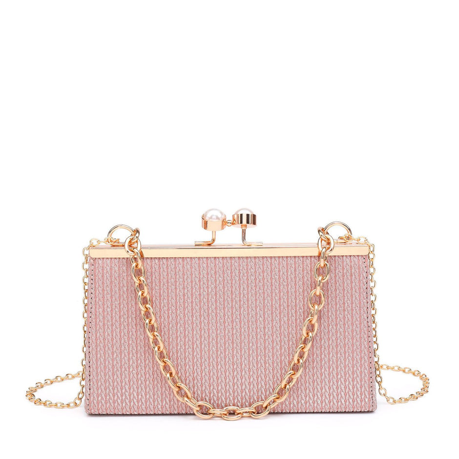 Sac de fête avec anse chaîne et perles sur le fermoir