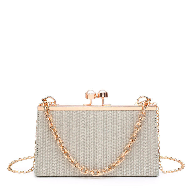 Sac de fête avec anse chaîne et perles sur le fermoir