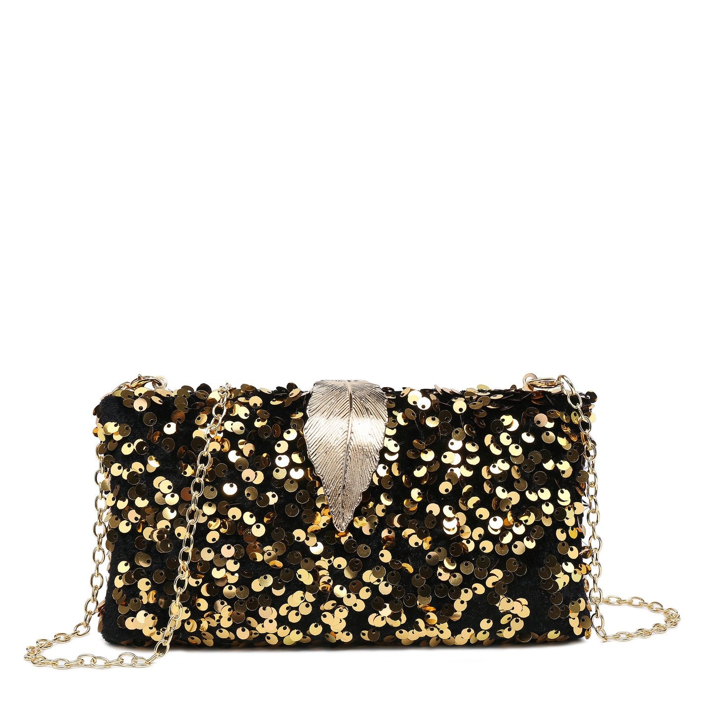 Sac avec fermeture en aluminium et paillettes