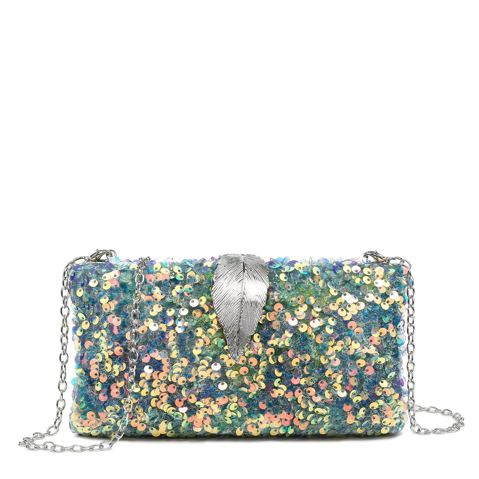Sac avec fermeture en aluminium et paillettes