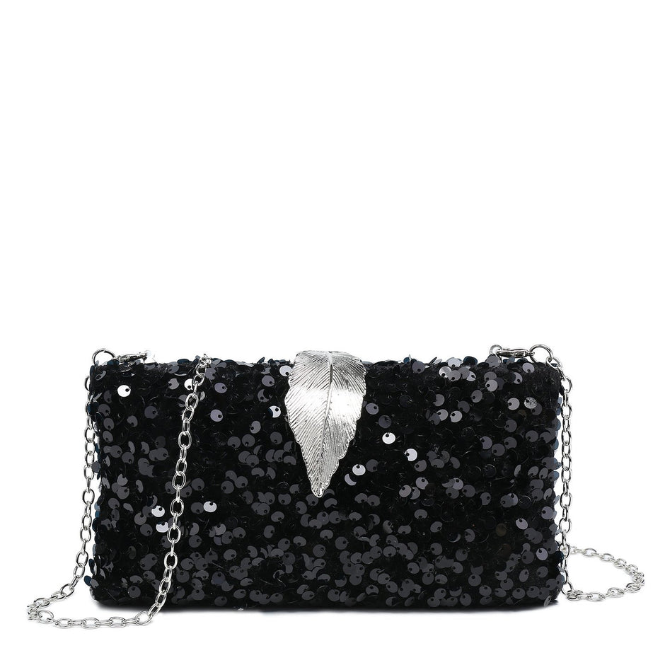 Sac avec fermeture en aluminium et paillettes