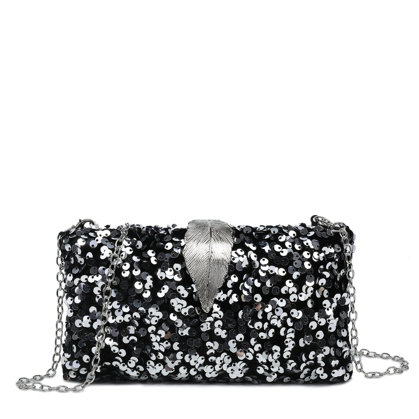 Sac avec fermeture en aluminium et paillettes