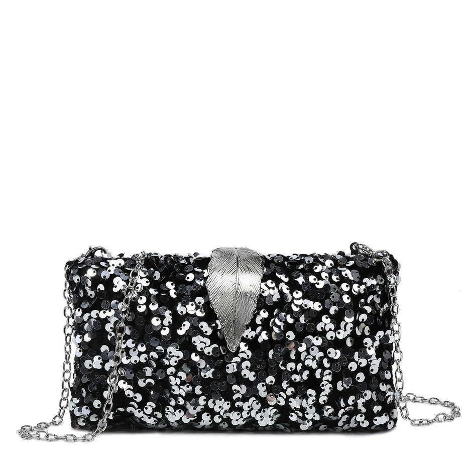 Sac avec fermeture en aluminium et paillettes