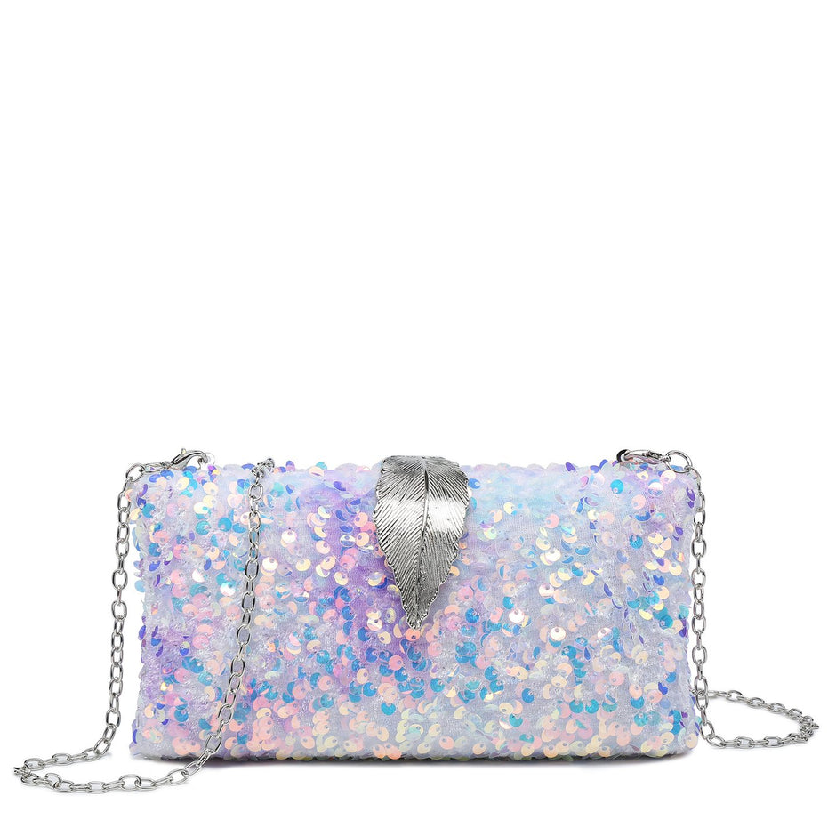 Sac avec fermeture en aluminium et paillettes