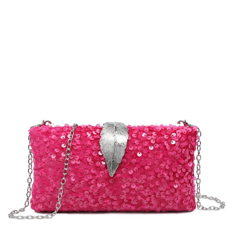 Sac avec fermeture en aluminium et paillettes