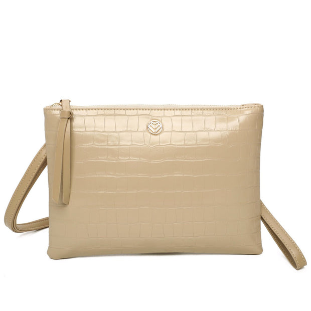 Sac porté épaule style pochette texturé croco