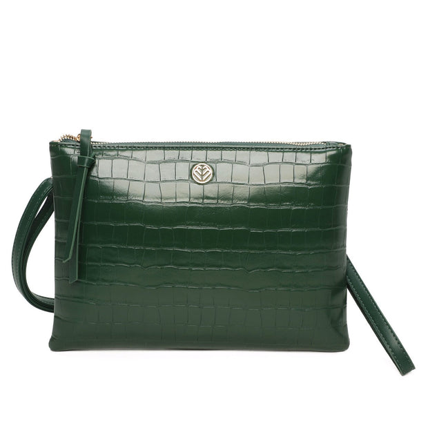 Sac porté épaule style pochette texturé croco