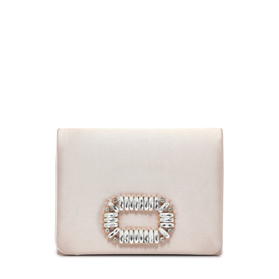 Pochette en satin avec pierres scintillantes