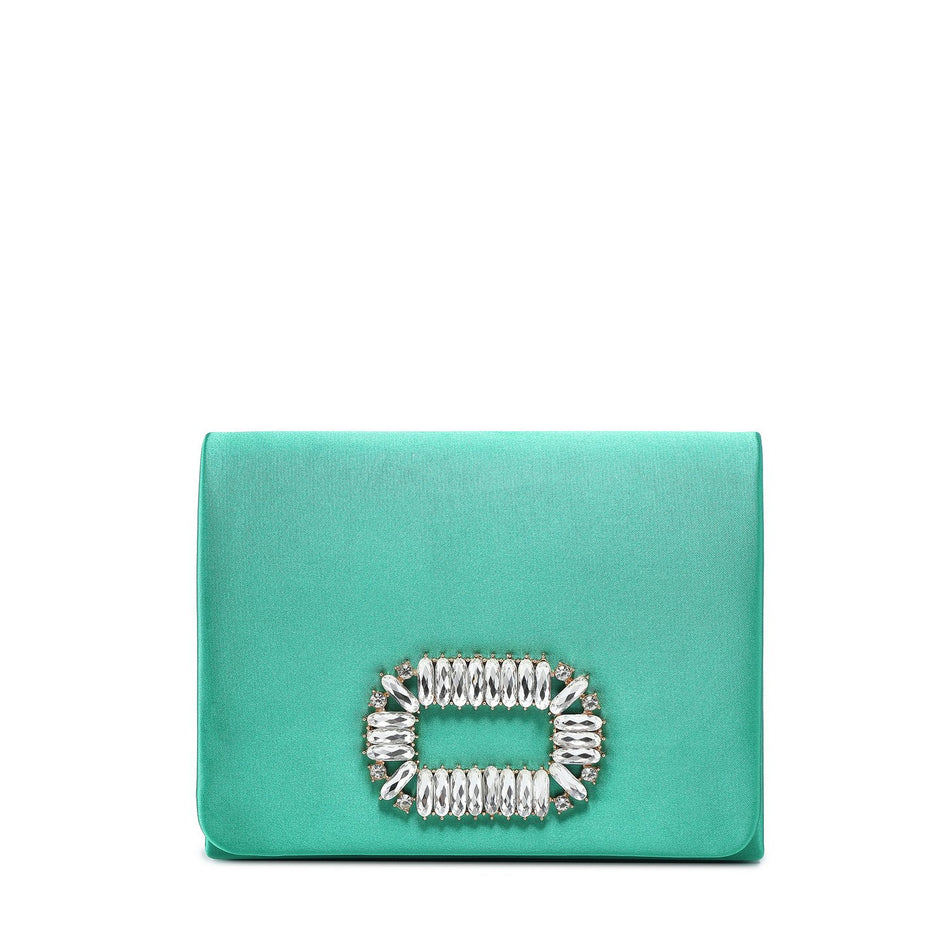 Pochette en satin avec pierres scintillantes
