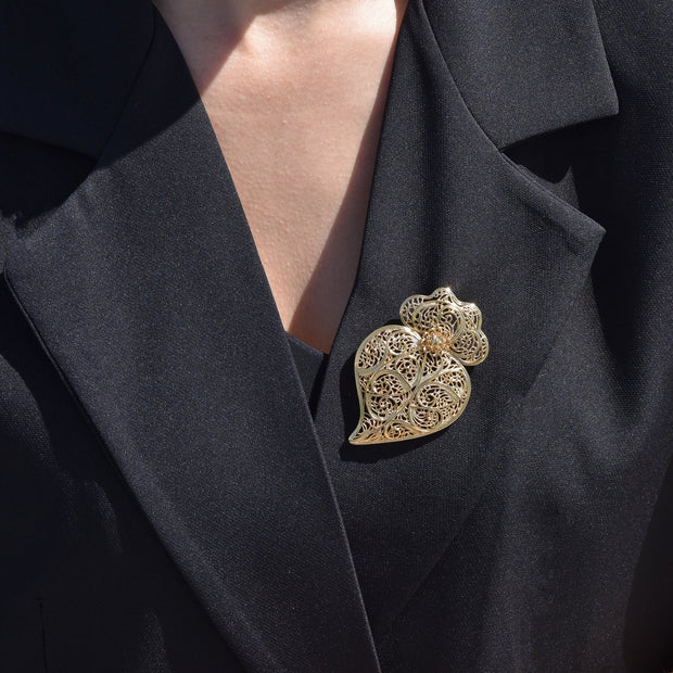 Broche semi précieuse coração de viana