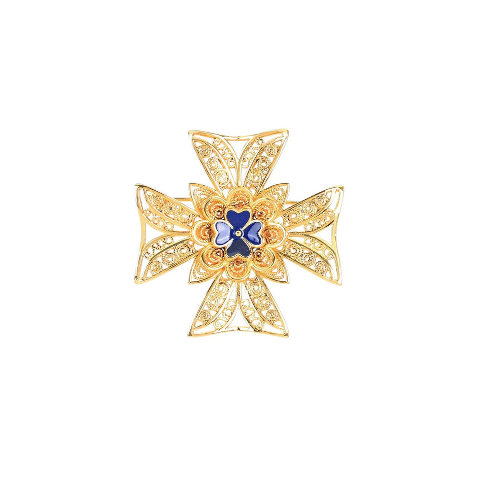 Broche semi précieuse croix maltaise