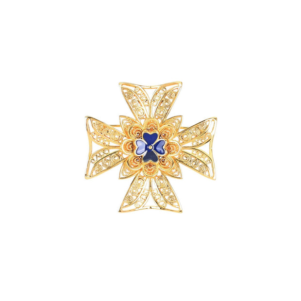 Broche semi précieuse croix maltaise