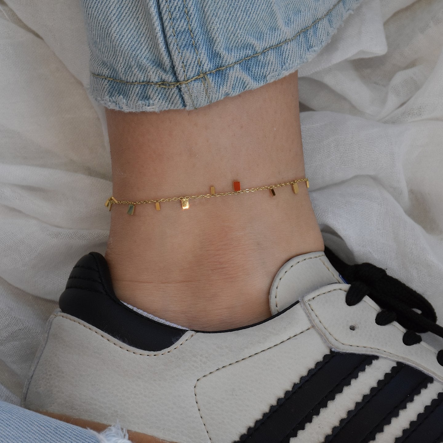 Bracelet Alba de cheville acier avec pendentifs