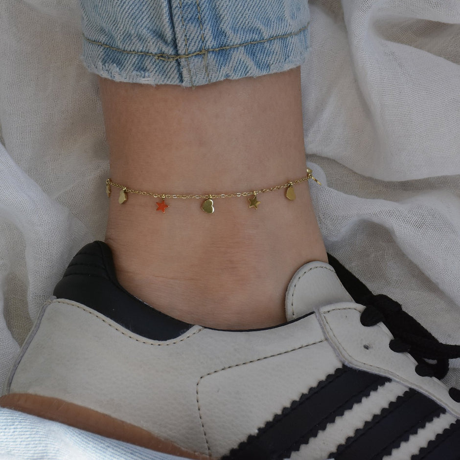 Bracelet Alba de cheville acier pendentifs etoiles