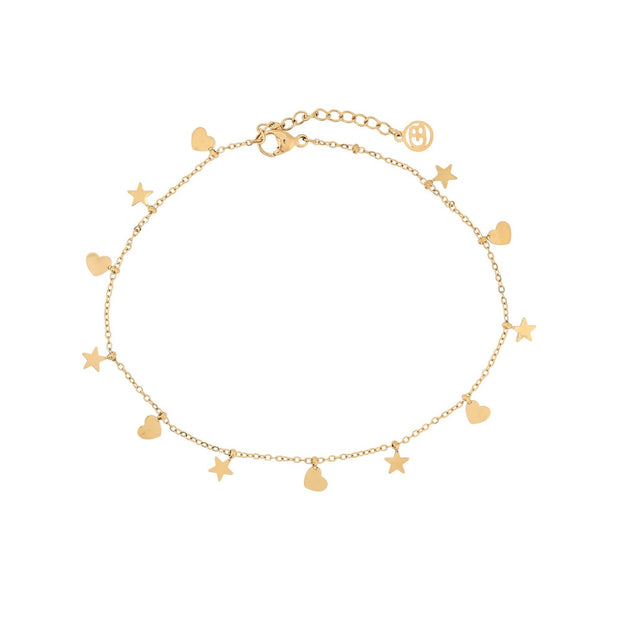 Bracelet Alba de cheville acier pendentifs etoiles