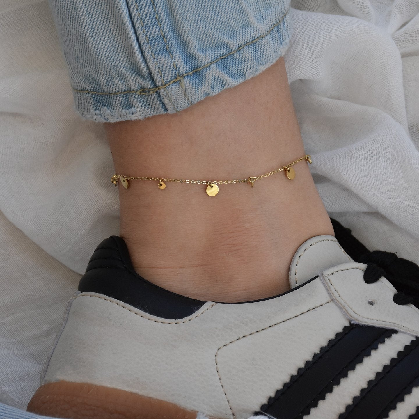 Bracelet Alba de cheville acier pendentifs ronds