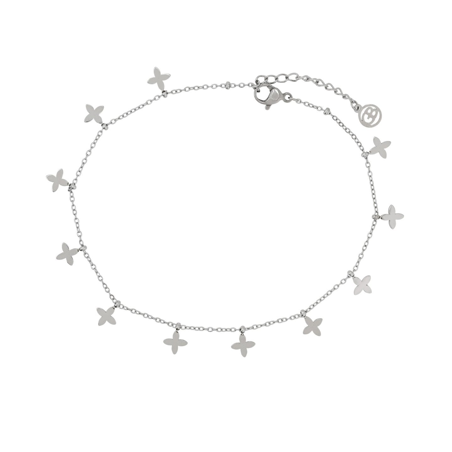 Bracelet Alba de cheville acier avec pendentifs fleurs