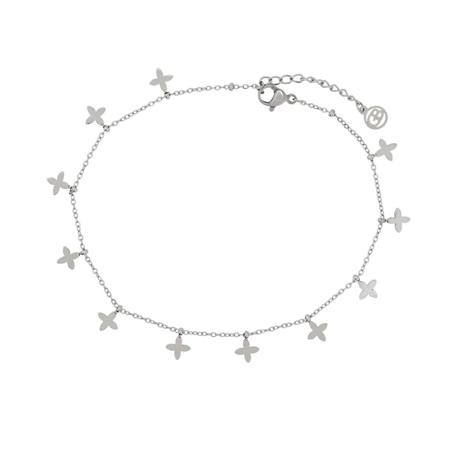 Bracelet Alba de cheville acier avec pendentifs fleurs