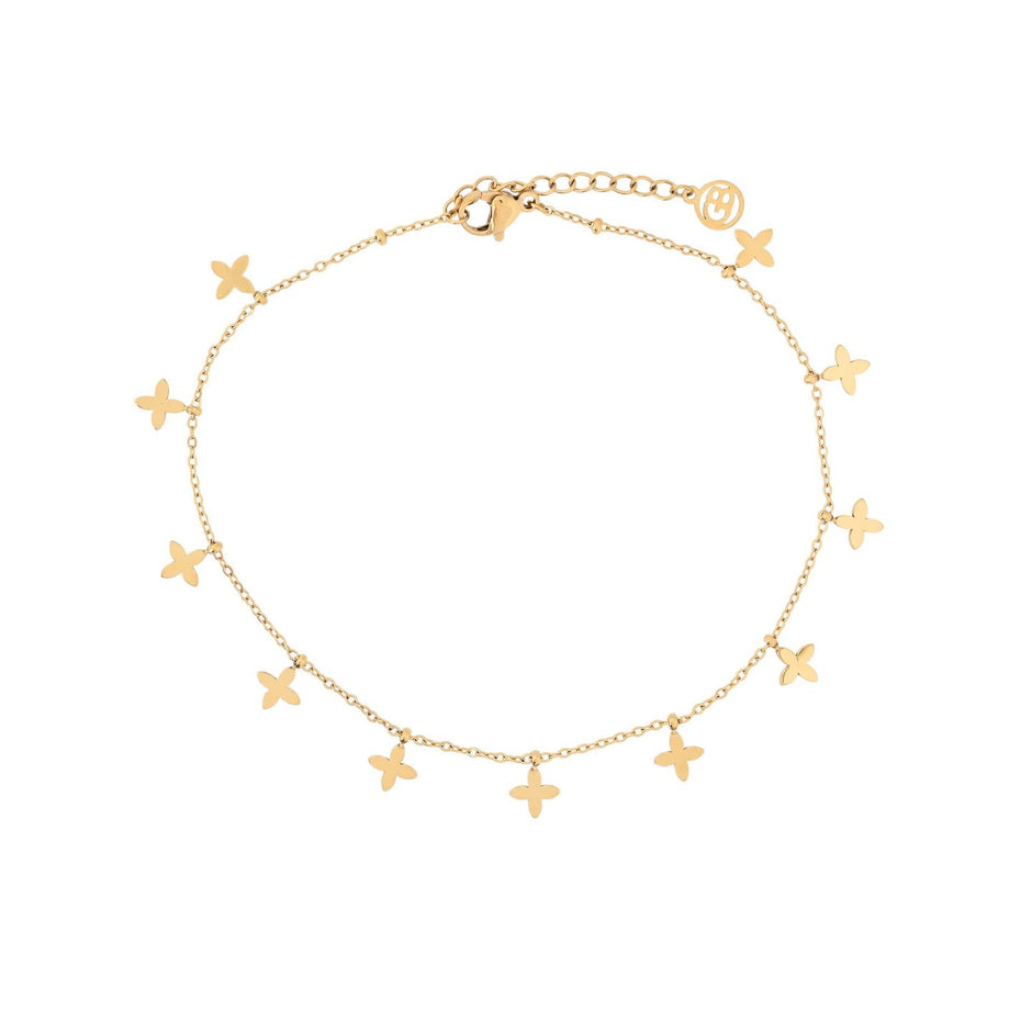 Bracelet Alba de cheville acier avec pendentifs fleurs