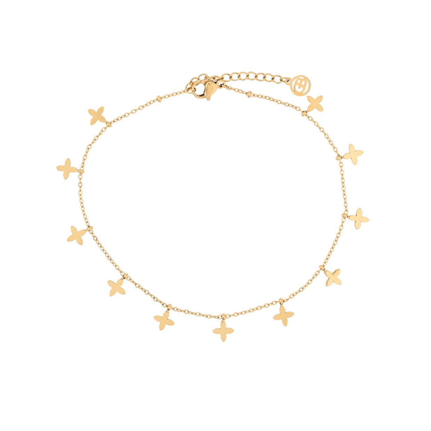 Bracelet Alba de cheville acier avec pendentifs fleurs