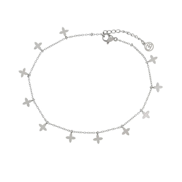 Bracelet Alba de cheville acier avec pendentifs fleurs