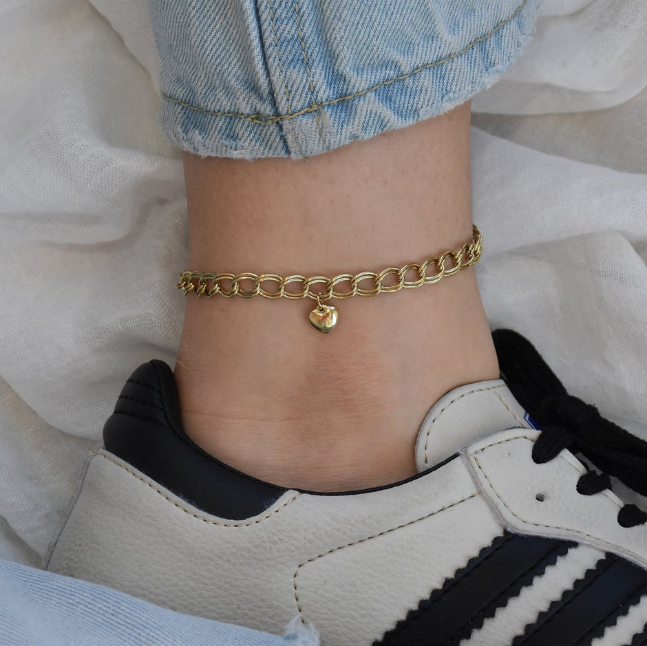 Bracelet de cheville Alba acier avec pendentif coeur