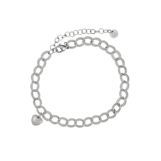 Bracelet de cheville Alba acier avec pendentif coeur