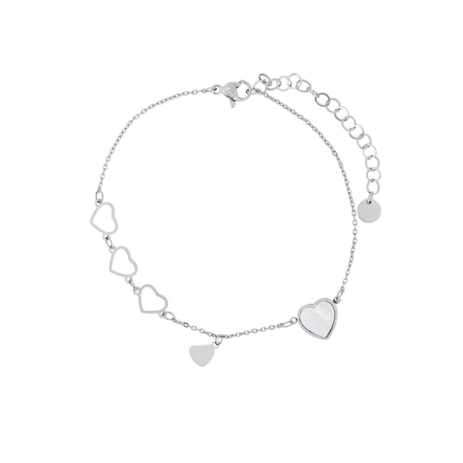 Bracelet Alba pour le pied en acier avec plusieurs cœurs