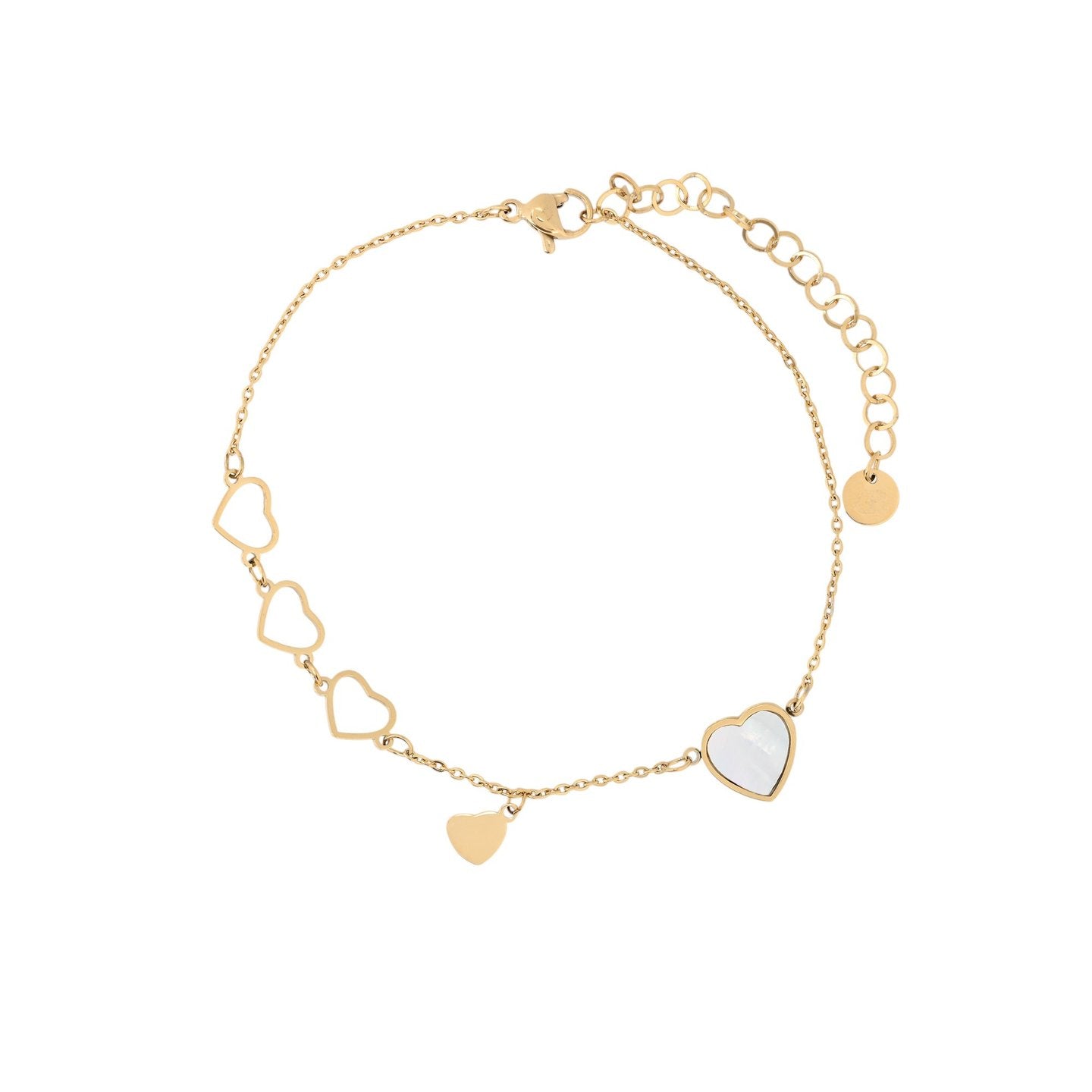 Bracelet Alba pour le pied en acier avec plusieurs cœurs