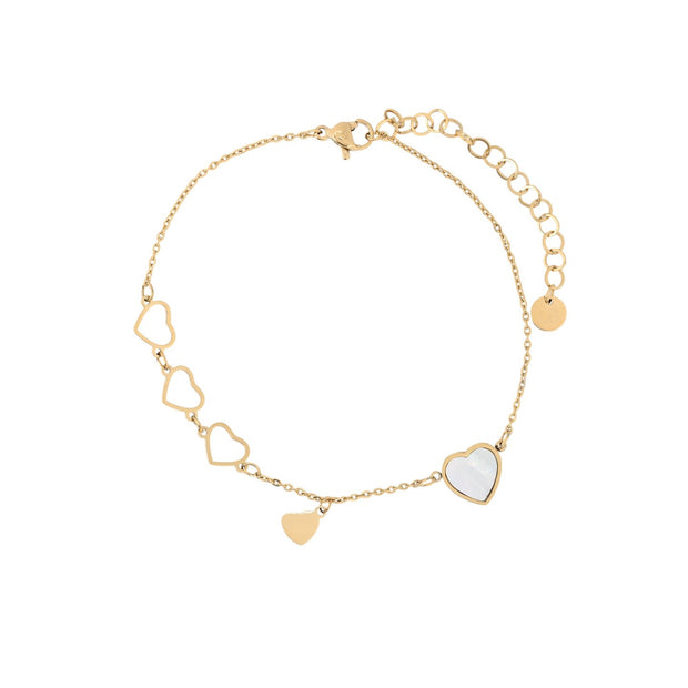 Bracelet Alba pour le pied en acier avec plusieurs cœurs