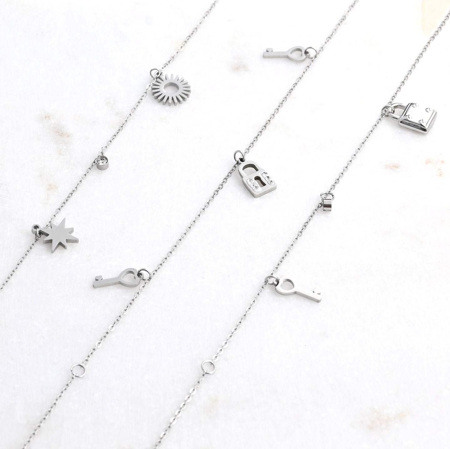 Ensemble de 3 Bracelets Alba de cheville acier cadenas