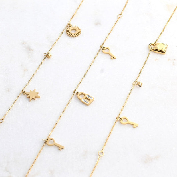 Ensemble de 3 Bracelets Alba de cheville acier cadenas