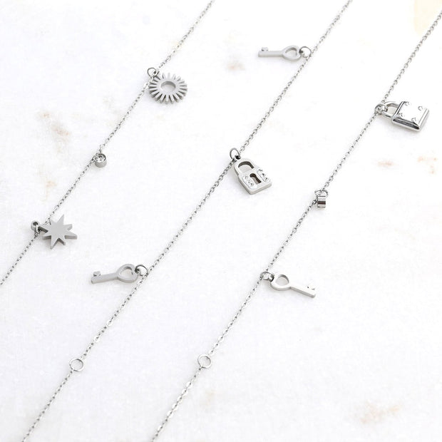 Ensemble de 3 Bracelets Alba de cheville acier cadenas