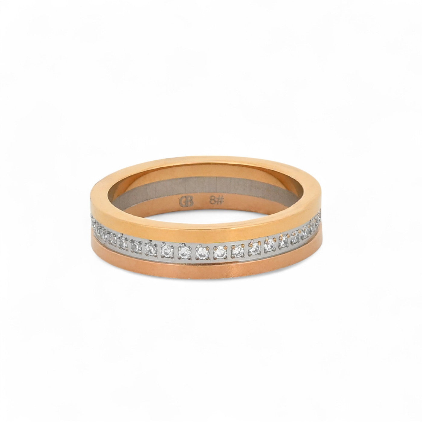 Bague alba en acier avec zirconias JZ4758