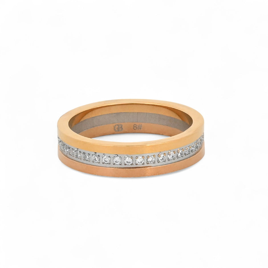 Bague alba en acier avec zirconias JZ4758