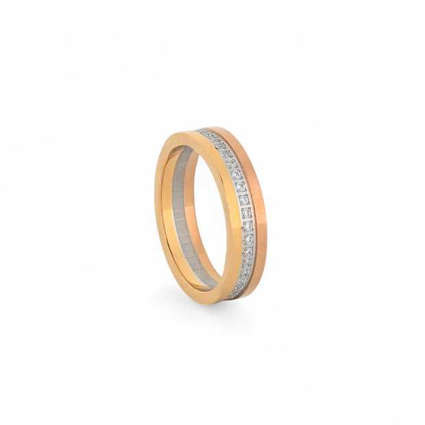 Bague alba en acier avec zirconias JZ4758