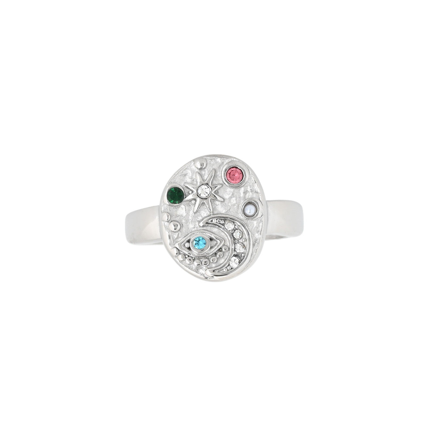 Bague alba en acier stellaire avec texture JZ5816